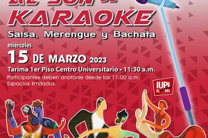 Al son de Karaoke El miércoles, 15 de febrero se llevará a cabo un Karoke dedicado a la Salsa, Merengue y Bachata Como parte de los eventos recreacionales dirigidos a los estudiantes, la Unidad de Eventos, adscrita al Decanato de Estudiantes de la Universidad de Puerto Rico Recinto de Río Piedras, invita a los gallitos y jerezanas a participar de Al Son de Karaoke. La actividad se llevará a cabo el miércoles, 15 de marzo en la tarima principal del Centro Universitario desde las 11:30 a.m. Para participar, deben cantar canciones dentro del género musical de salsa, merengue o bachata y los estudiantes deben ser del Recinto de Río Piedras. No se permitirán canciones con lenguaje explícito sexual o con palabras soeces. Los espacios son limitados y se podrán inscribir desde las 11:00 a.m. ¡Los esperamos en Al Son Karaoke! Para más información, puedes escribir un mensaje directo a las redes sociales de IUPI al Dia (@iupialdia) o enviar un correo electrónico a eventos.riopiedras@upr.edu.